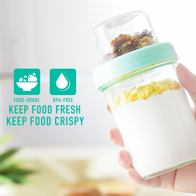4oz 16 oz Glass Overnight Oats Containers with Lids 4Pack, Yogurt Parfait Cups w gallery