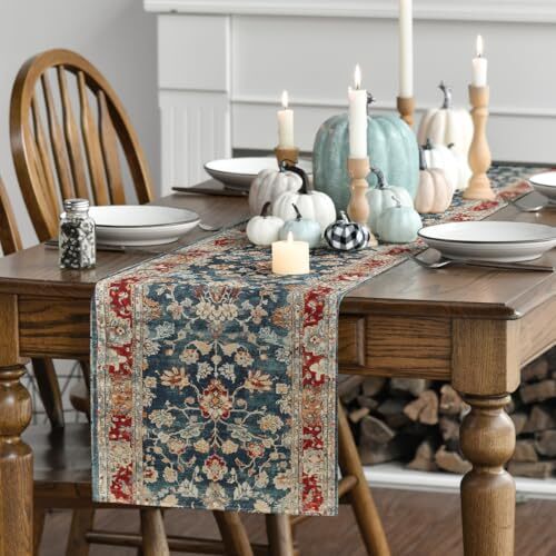 Bohemia Style Boho Table Runner, Seasonal Rustic 13" x 48", Table Runner Red gallery