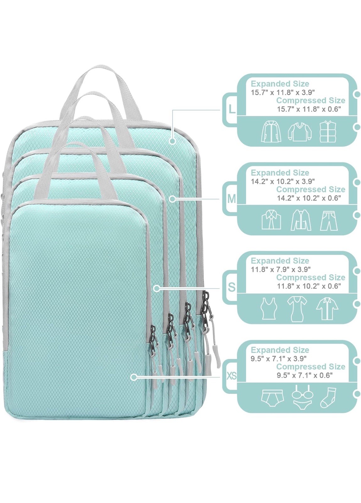 Compression Packing Cubes for Suitcases, Travel Essentials Expandable Travel Bag gallery
