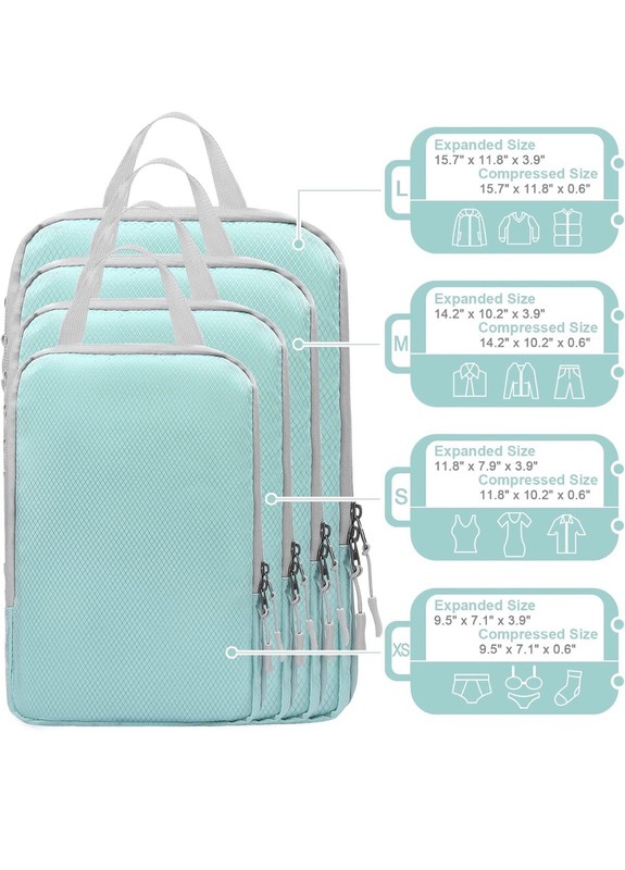 Compression Packing Cubes for Suitcases, Travel Essentials Expandable Travel Bag gallery