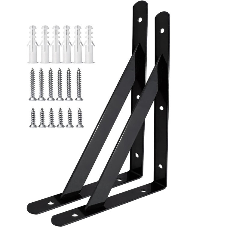 ColourTree 12 Piece Heavy Duty Floating Metal Wall L-Shaped Shelf Brackets gallery