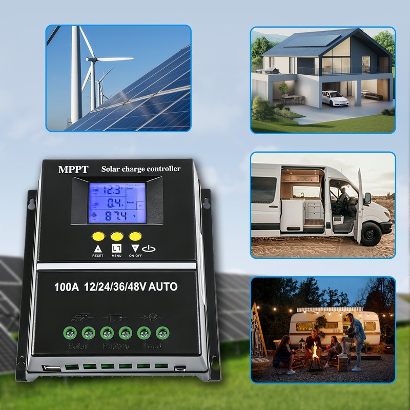 MPPT 100A Solar Charge Controller Tools 12V/24V/36V/48V Battery PV Regulator US gallery