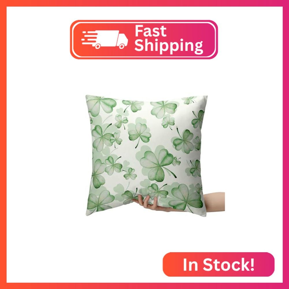 Kwlegh Spring Pillow Covers 20x20 Green Shamrock Pillows Cushion Cases Set of 2 gallery