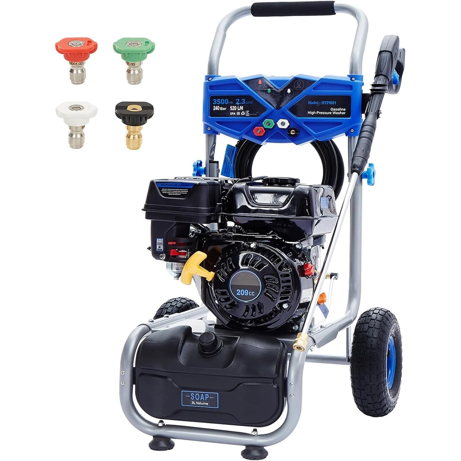 Efurden High Power Washer Gasoline 3500PSI 2.3GPM 209CC with Soap Tank for Yard gallery