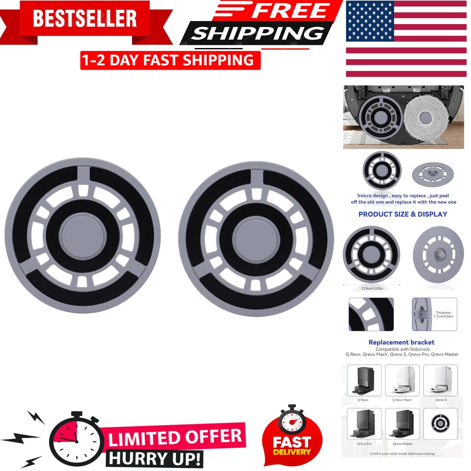 Mop Pad Plate Accessories for Roborock Q Revo, Qrevo MaxV, Qrevo S, Qrevo Pro, Q gallery