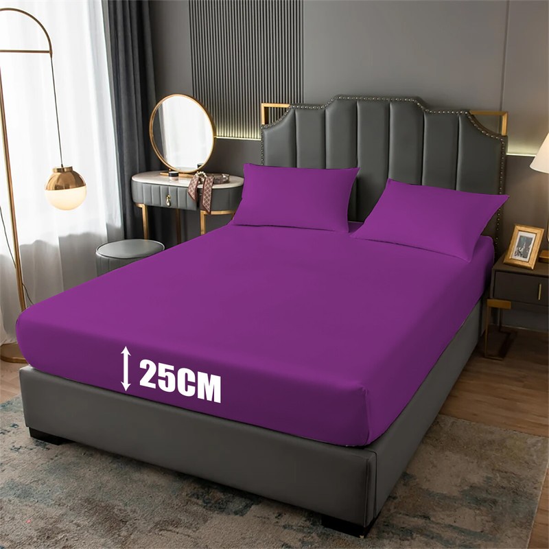 Extra Deep 25cm Full Fitted Sheet Bed Sheets Single Double King Size Pillowcases gallery