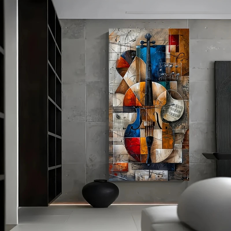 Abstract Cello Mural Print Graffiti Geometric Musical Instrument Canvas Painting gallery