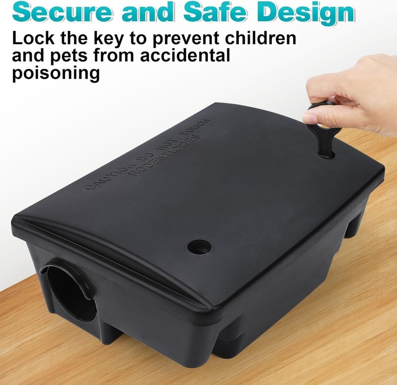 Rat Bait Stations, 4 Pack, Rat Trap Control, Key-Locking Box Child & Pet-Safe gallery