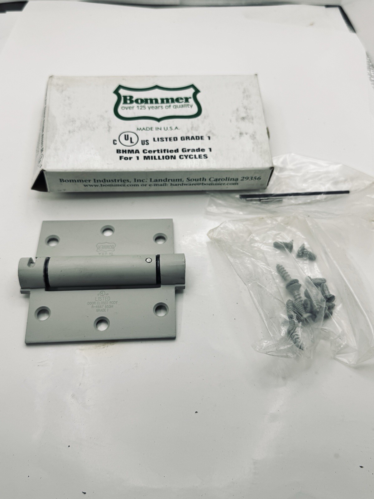 BOMMER LB4310C-350S-600 Gray Spring Hinges Door Closer 3-1/2" x 3-1/2" gallery