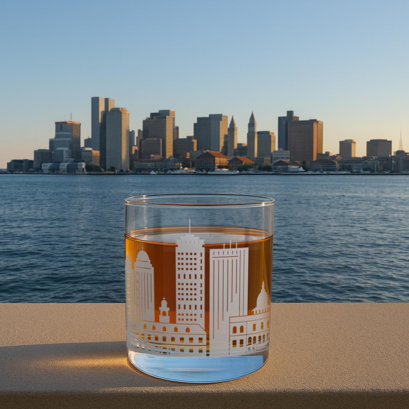 Greenline Goods – Boston, MA Skyline Whiskey Glasses (Set of 2), 10 oz  gallery
