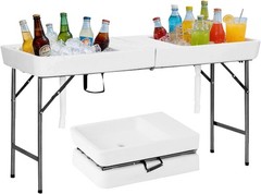 5 ft Folding Ice Cooler Table with Drain Hose,Portable Foldable Party Beverage C