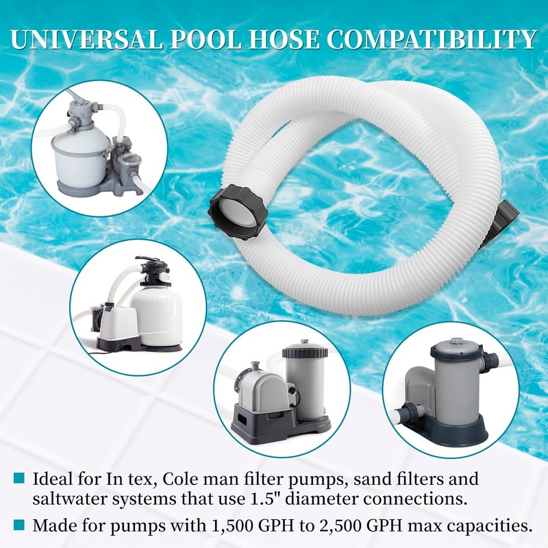 29060E Pool Pump Replacement Hoses for Above Ground White 2-Pack 1.5"x59" gallery