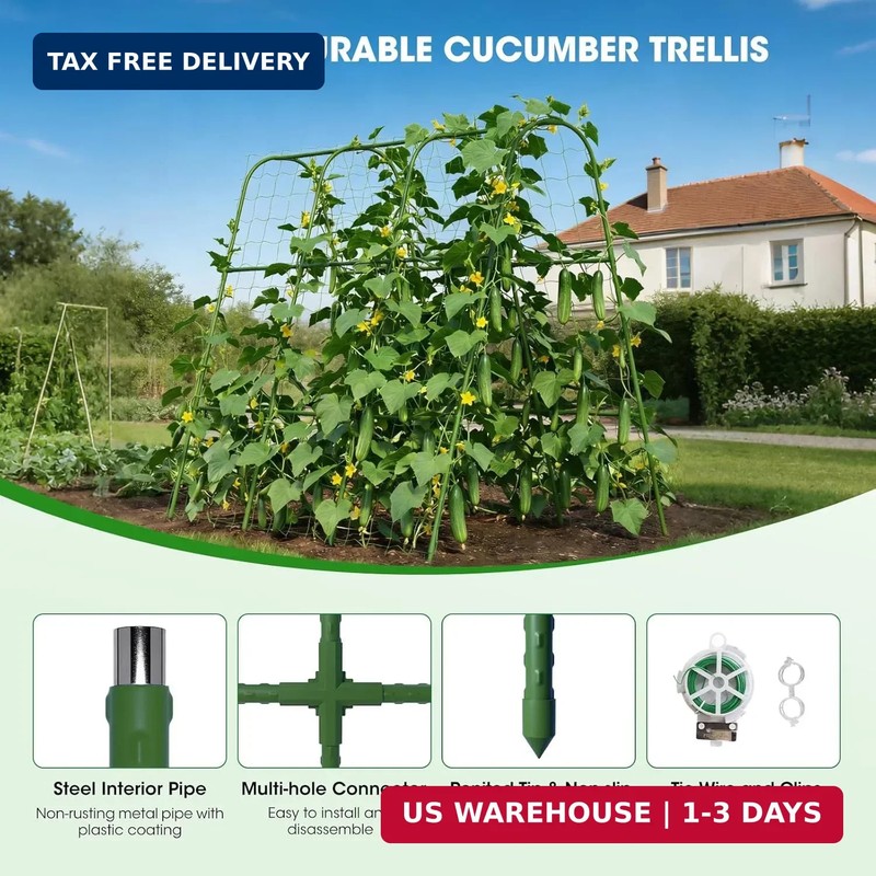 Cucumber Trellis for Raised Bed, U-Shape Metal Garden Trellis for Climbing Plant gallery