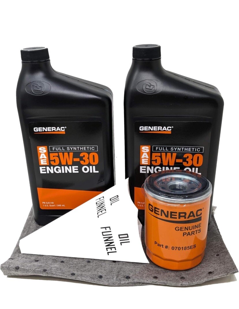 Generac 5W-30 Full Synthetic Oil Change Kit 2 Quarts oil and Filter OEM Funnel gallery