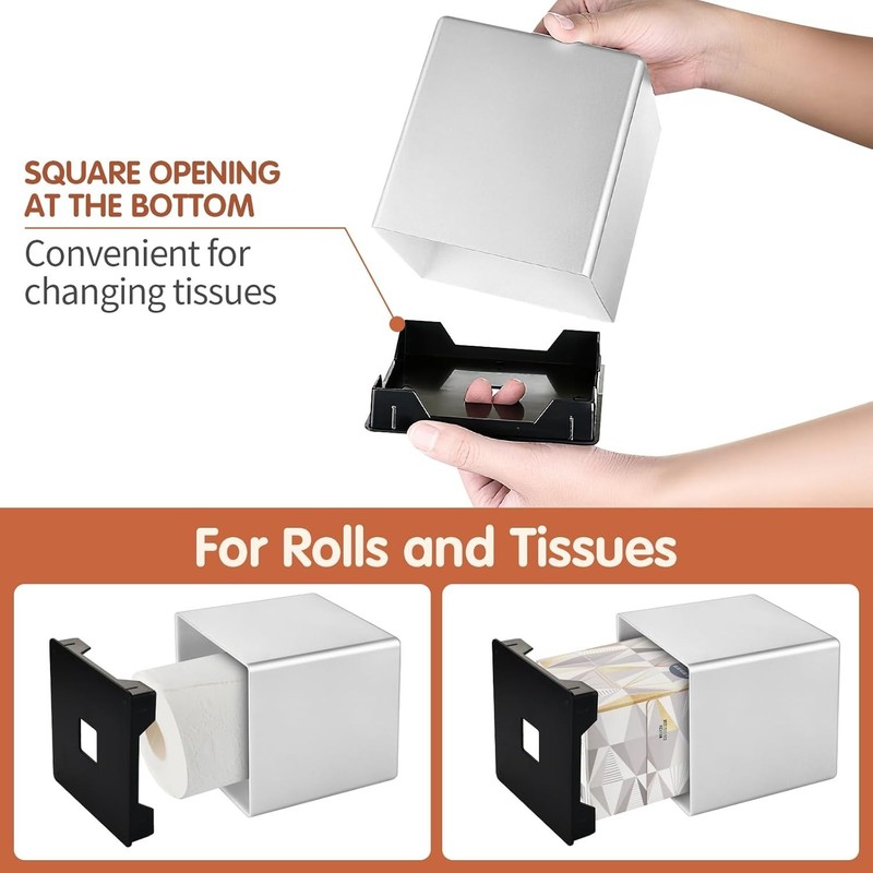 Elegant Silver Square Tissue Box Cover - Modern Home Accessory for All Rooms gallery