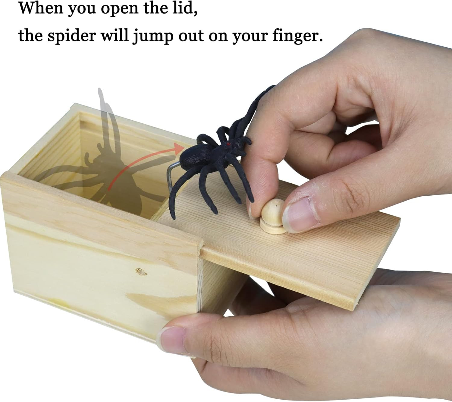 Fake Spider in a Box Prank Gift for Adults Kids,Handmade Wooden Pop Out Scare Su gallery
