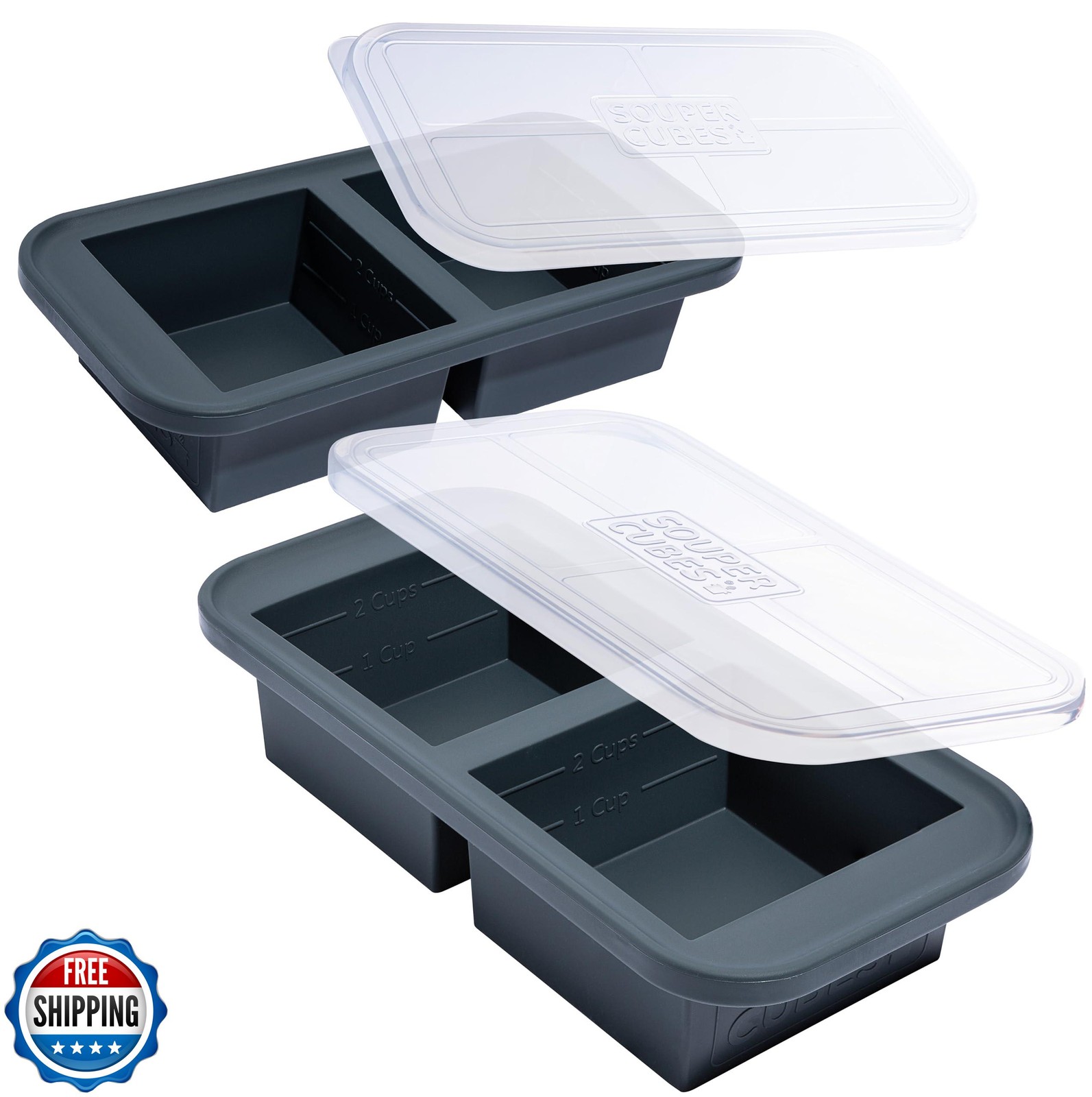 Souper Cubes 2 Cup Silicone Freezer Molds with Lids – Soup Cubes gallery