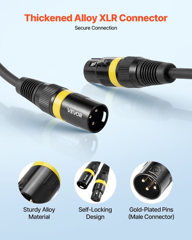 XLR Cable 100 ft, 2 Pack, Shielded Balanced DMX Male to Female Microphone Cables gallery