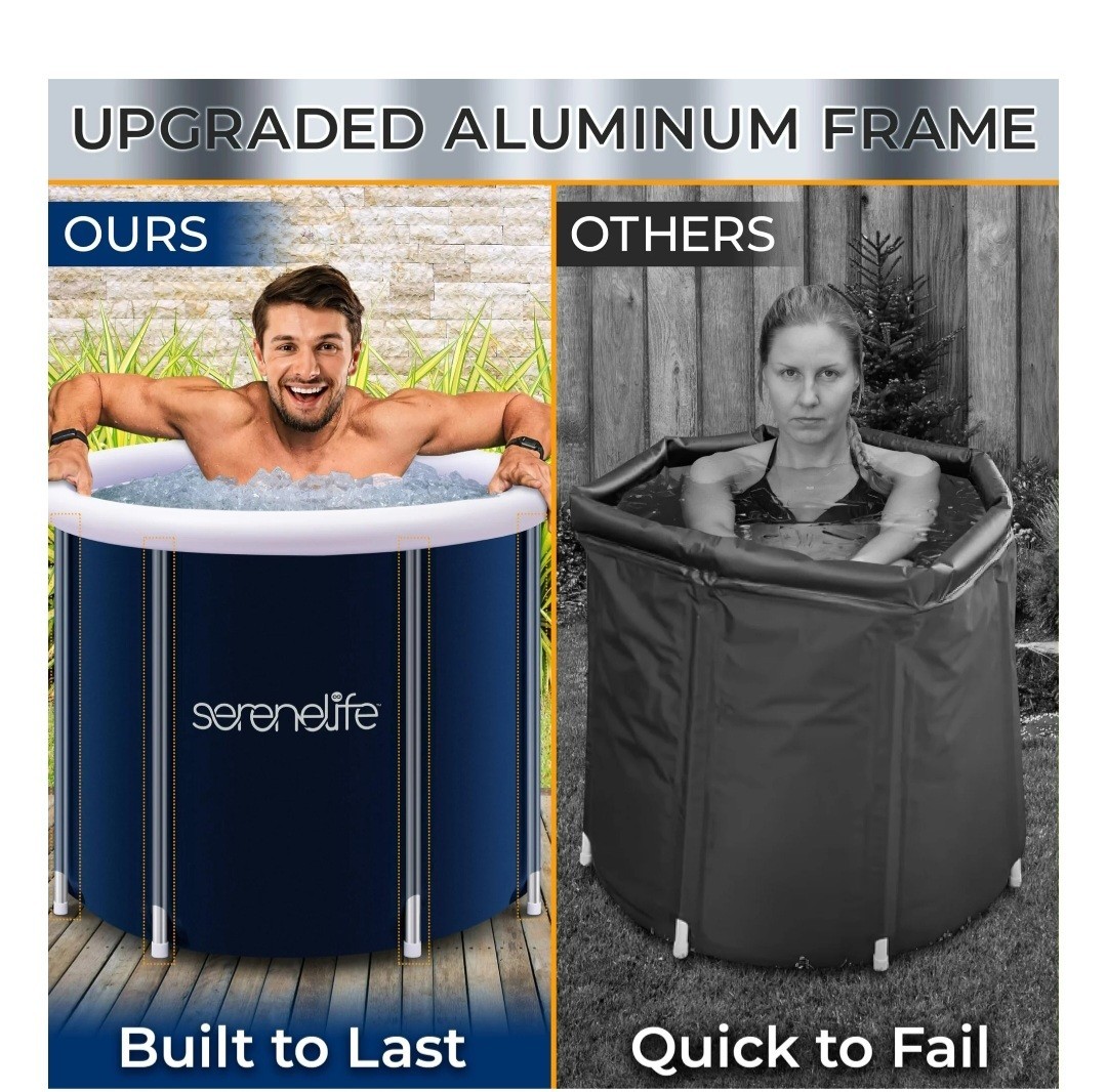 Serenelife Inflatable Insulated Cold Plunge Tub Portable Ice Bath With Lid 78G gallery