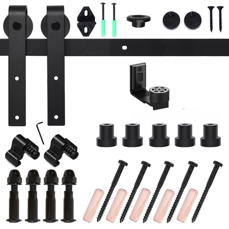 5FT-14FT Sliding Barn Door Hardware Closet Track Kit for Single Door Black gallery