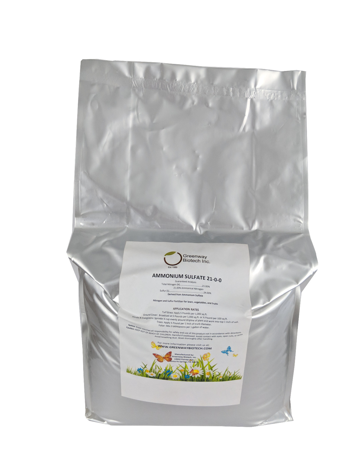 Ammonium Sulfate Fertilizer 21-0-0 Plus 24% Sulfur 100% Water Soluble 25 Pounds gallery
