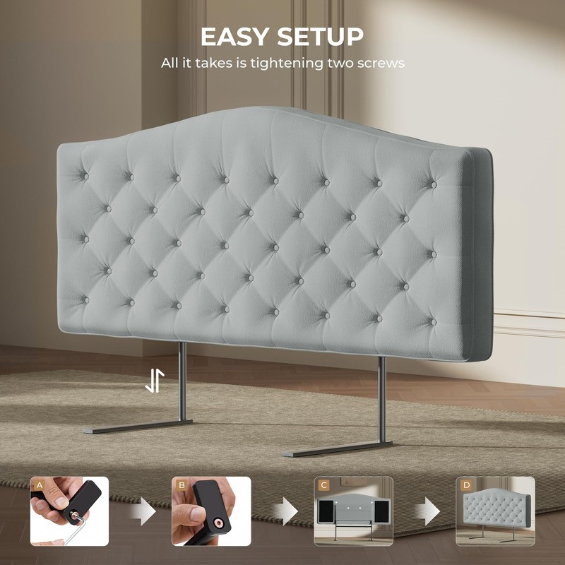 Upholstered Headboard Queen Size with 4" Thickened High-Density Sponge, Moder... gallery