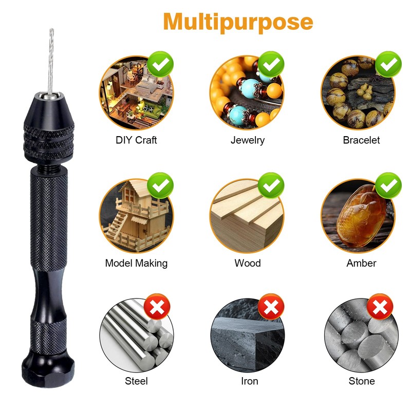 59Pcs Precision Pin Vise Mini Micro Hand Twist Drill Bits Set Rotary Tools Kit gallery