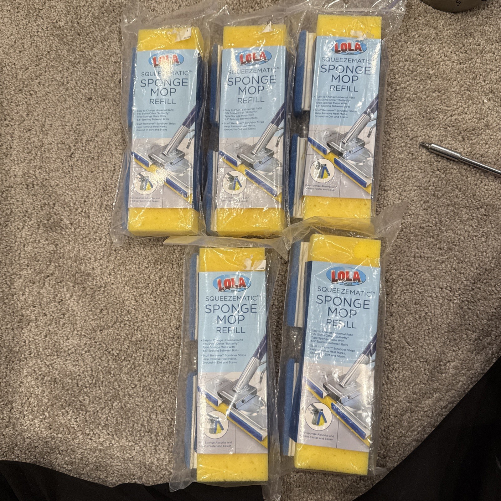 LOLA SqueezeMatic Butterfly Sponge Mop Refill, 9" Super Absorbent Head - 5 Count gallery