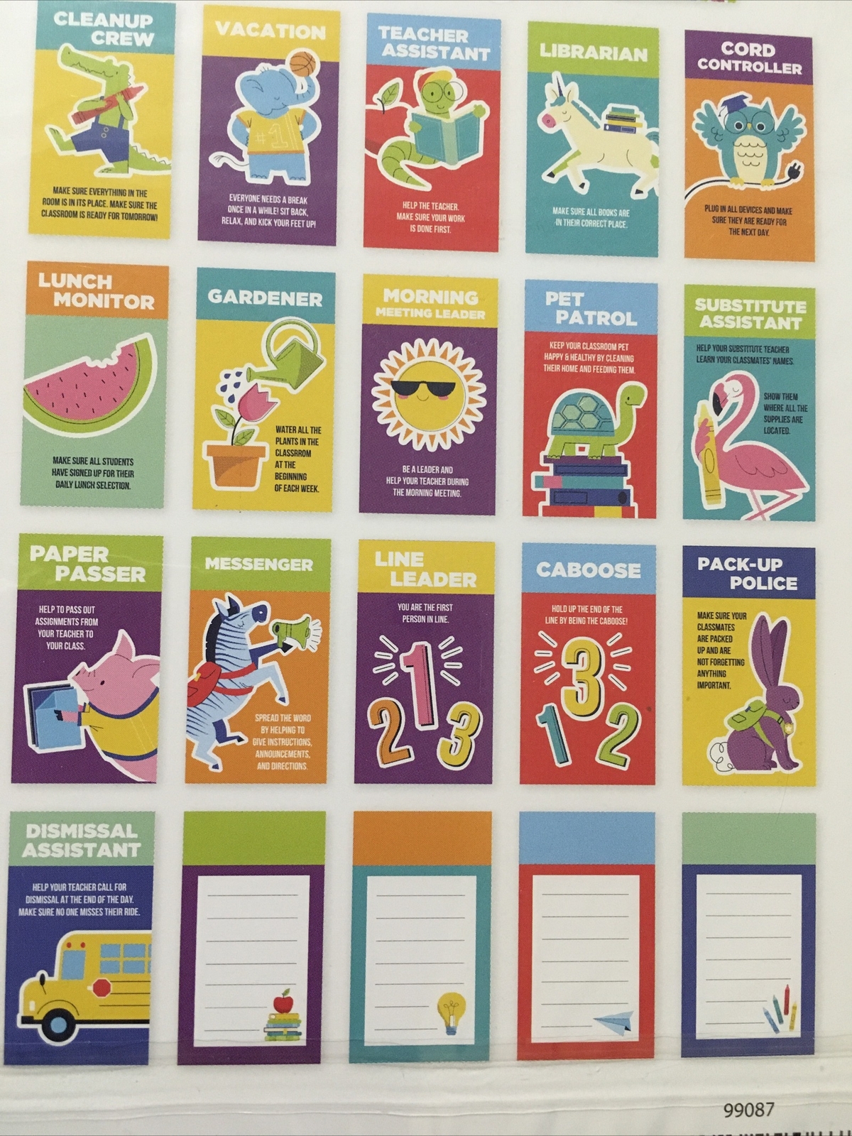 Classroom Class Job Cards 3 Bird Design 24 Pieces 5 x 9 inches Teacher Supply Co gallery