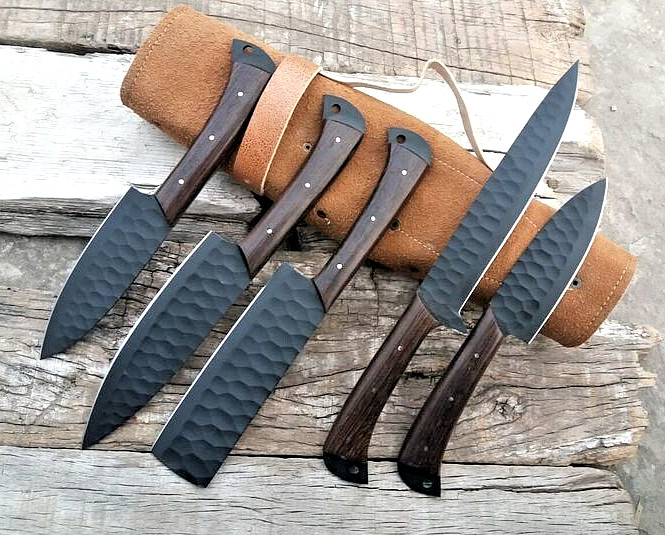 CUSTOM HAND MADE HIGH CARBON STEEL CHEF SET KITCHEN KNIVES 2929 gallery