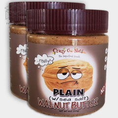Crazy Go Nuts Plain Walnut Butter, 9 oz each, Creamy & Vegan 2 Pack