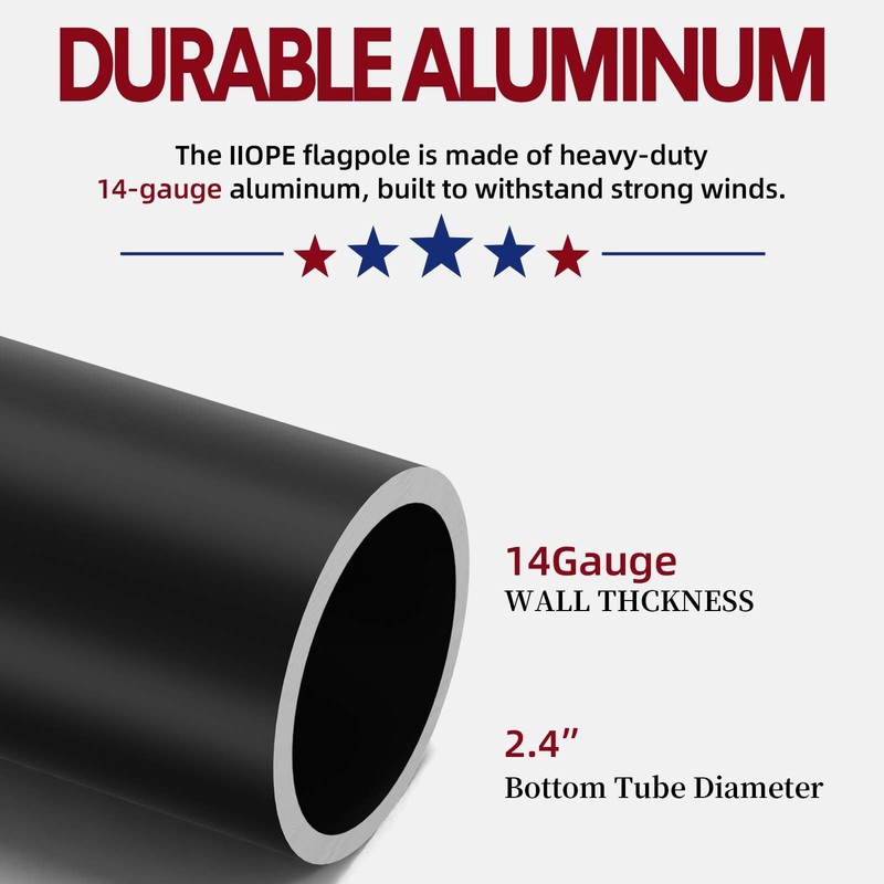 25FT Telescoping HeavyDuty Flag Pole Inground Outdoor Complete Kit w/ USA Flag gallery