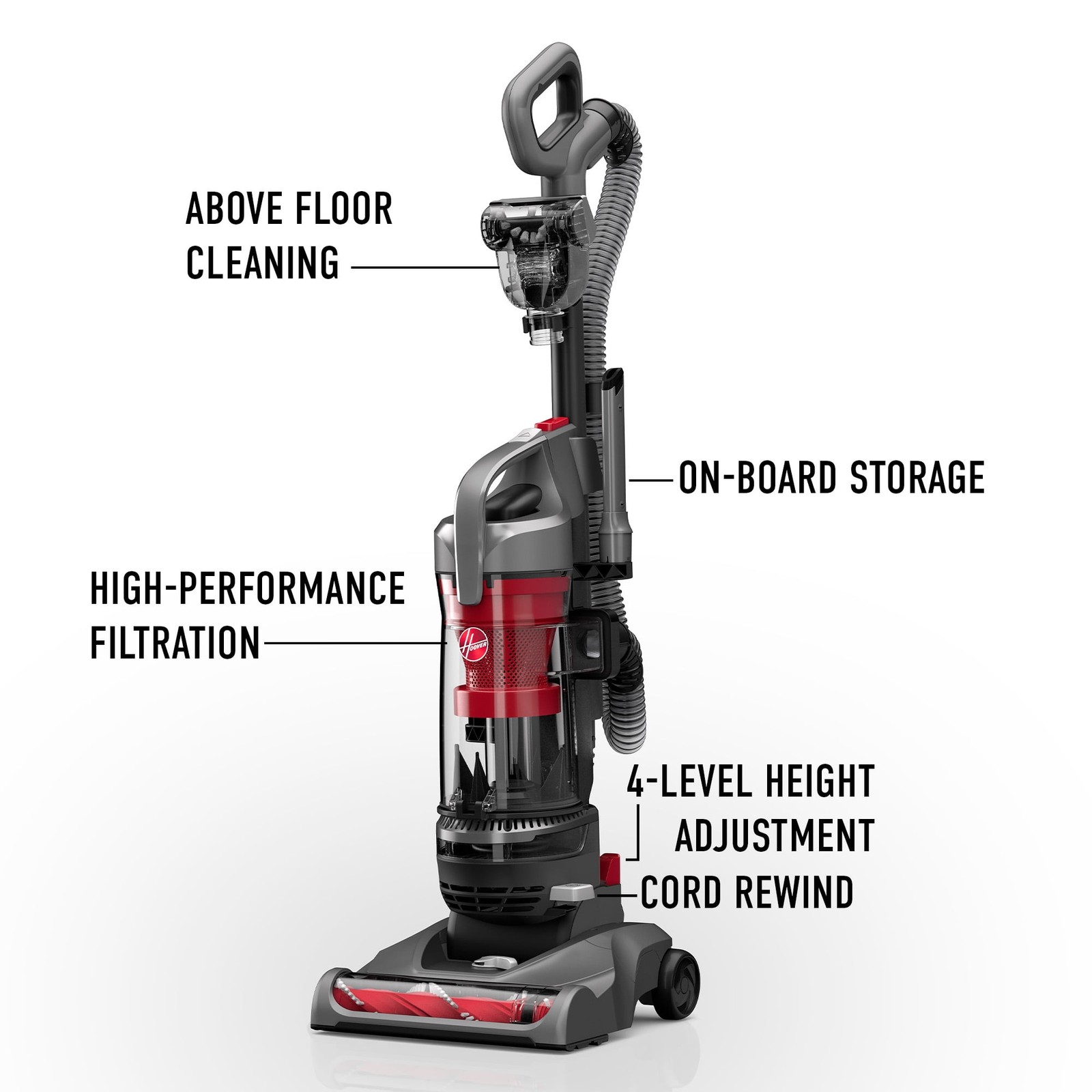 Hoover Rewind Pet Bagless Upright Vacuum Cleaner, Automatic Cord Rewind, Turbo gallery