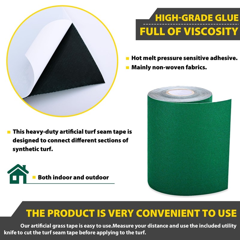 Artificial Grass Seam Tape- 6 Inch Width x 196 6" x 16'4" (No), Green gallery