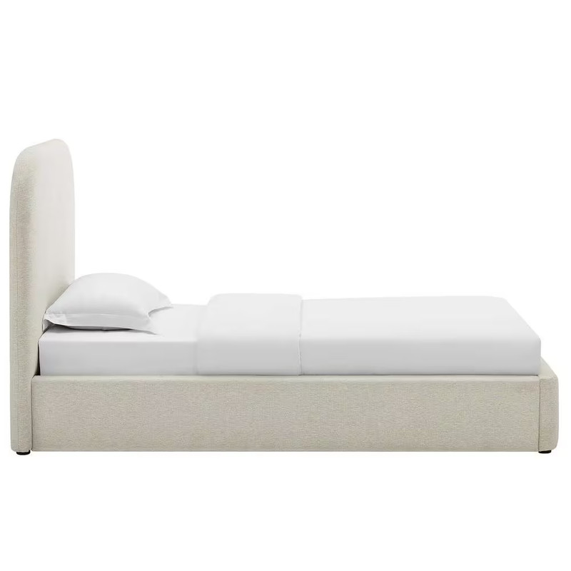 Keynote White Frame Twin Platform Bed with Upholstered Fabric gallery