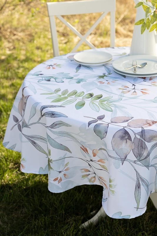 Spillproof Spring/Summer Heavyweight Fabric Outdoor Tablecloth with Umbrella ... gallery