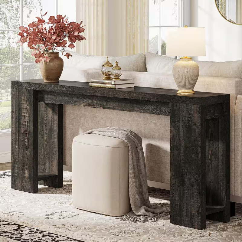 70.9 In. Rectangle Dark Gray Engineered Wood Extra Long Console Table Entryway A gallery