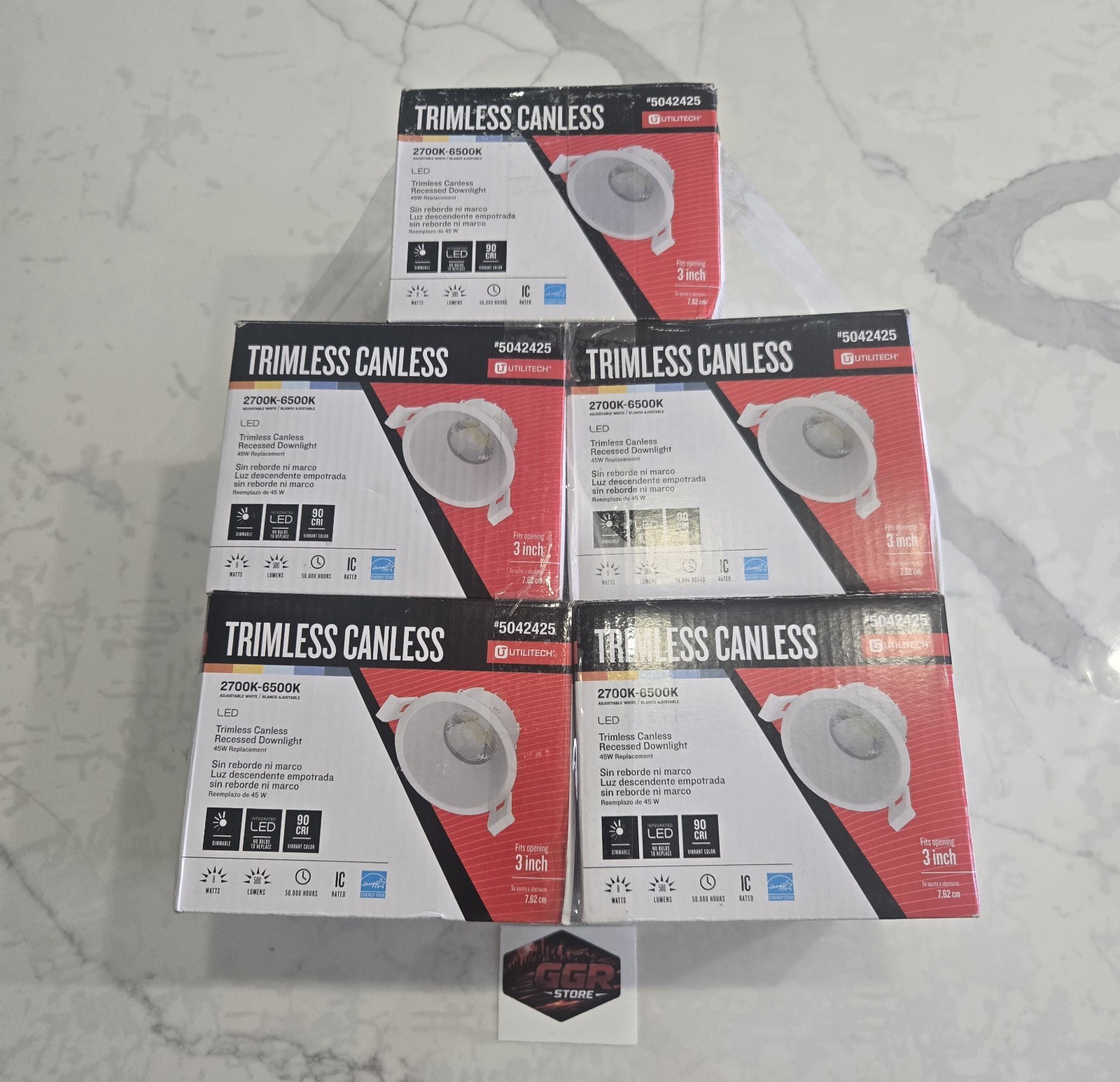 LOT OF 5 UTILITECH 5042425 Trimless Canless Recessed 3" Downlight LED gallery
