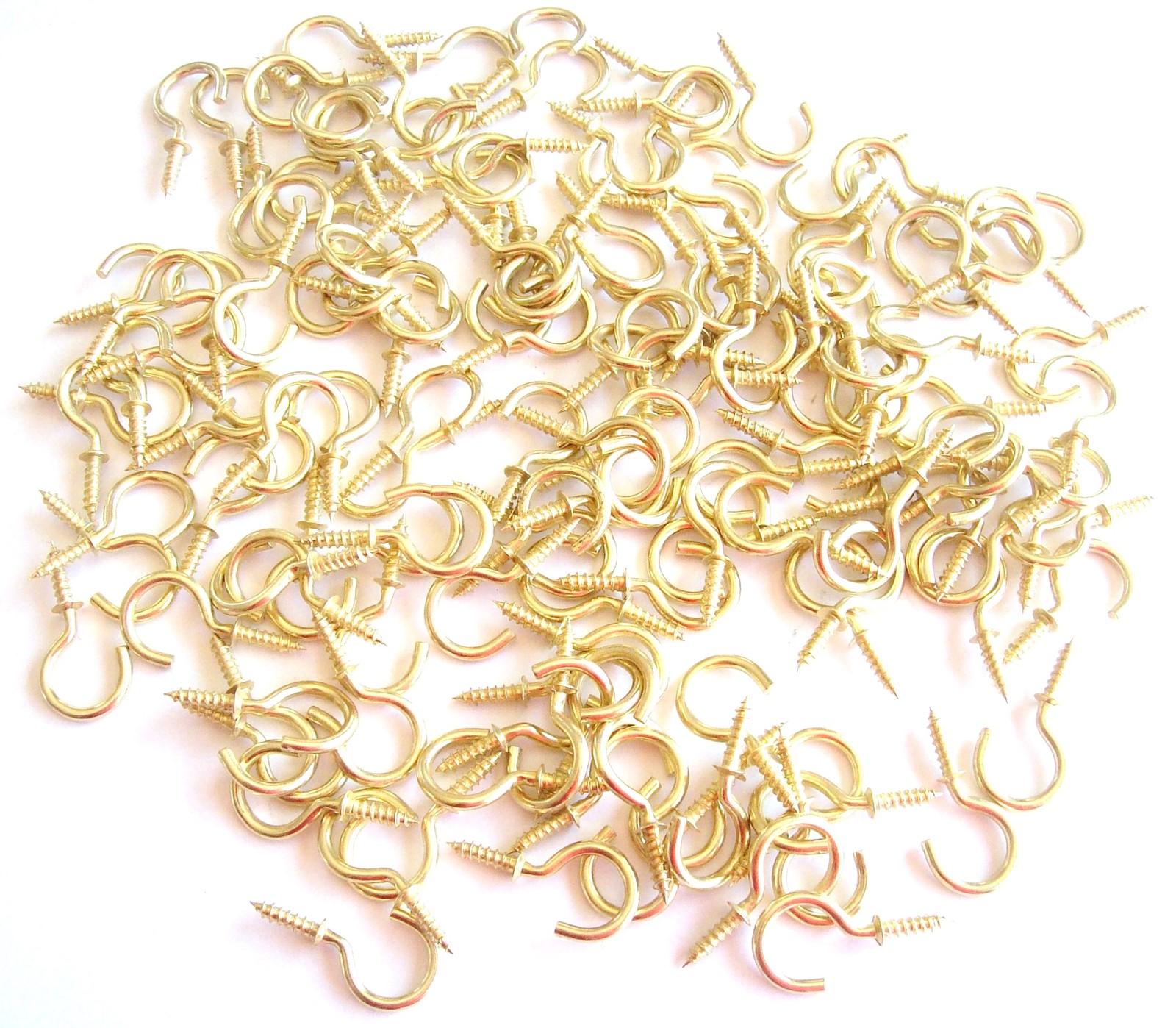 144 GOLIATH BRASS 3/4" CUP HOOKS CH34 SCREW PLANT HANGER KEY JEWELRY HOLDER gallery