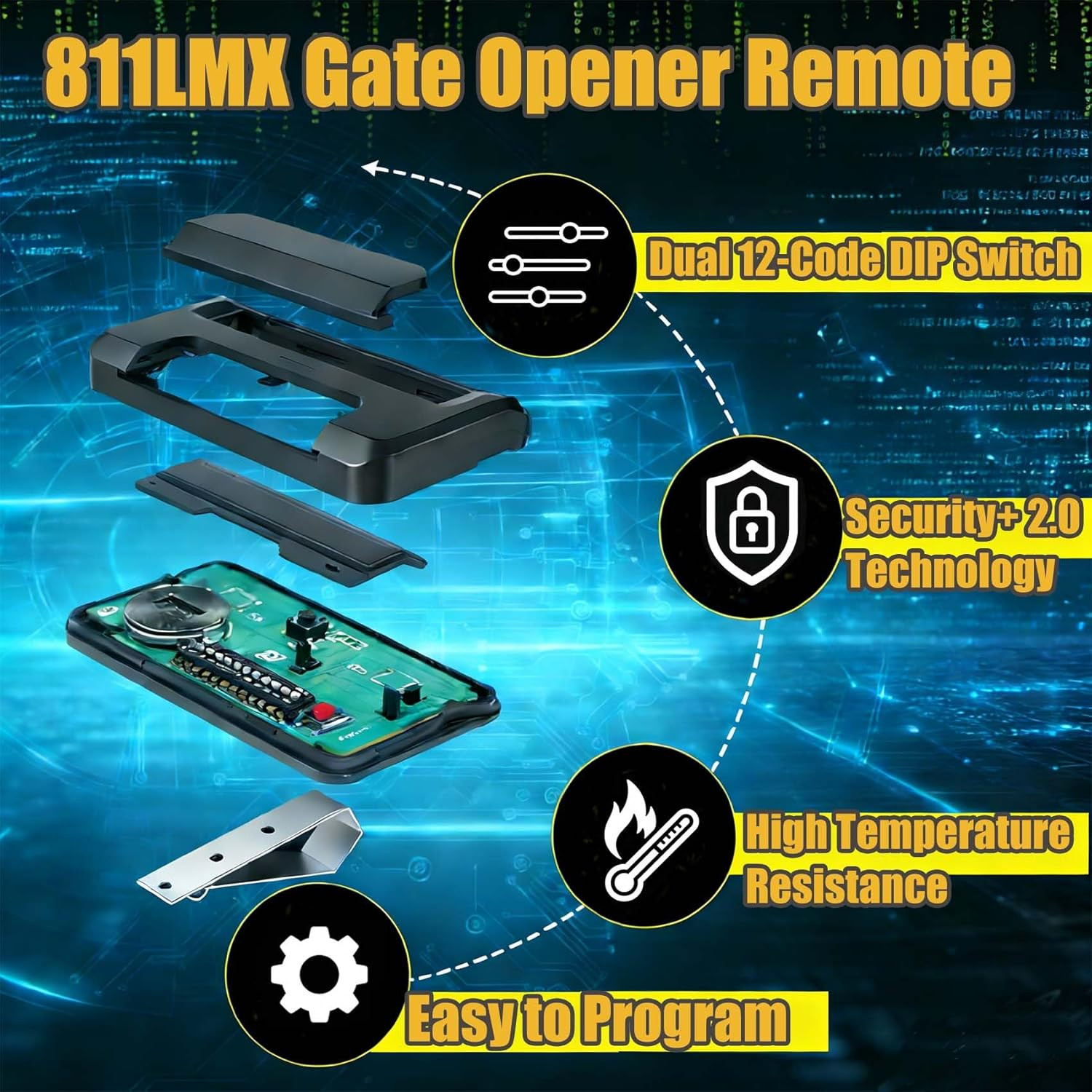 811LMX Gate Remote for Liftmaster, 12-Code Switch Replaces 811LM, 811LMX Gate Op gallery