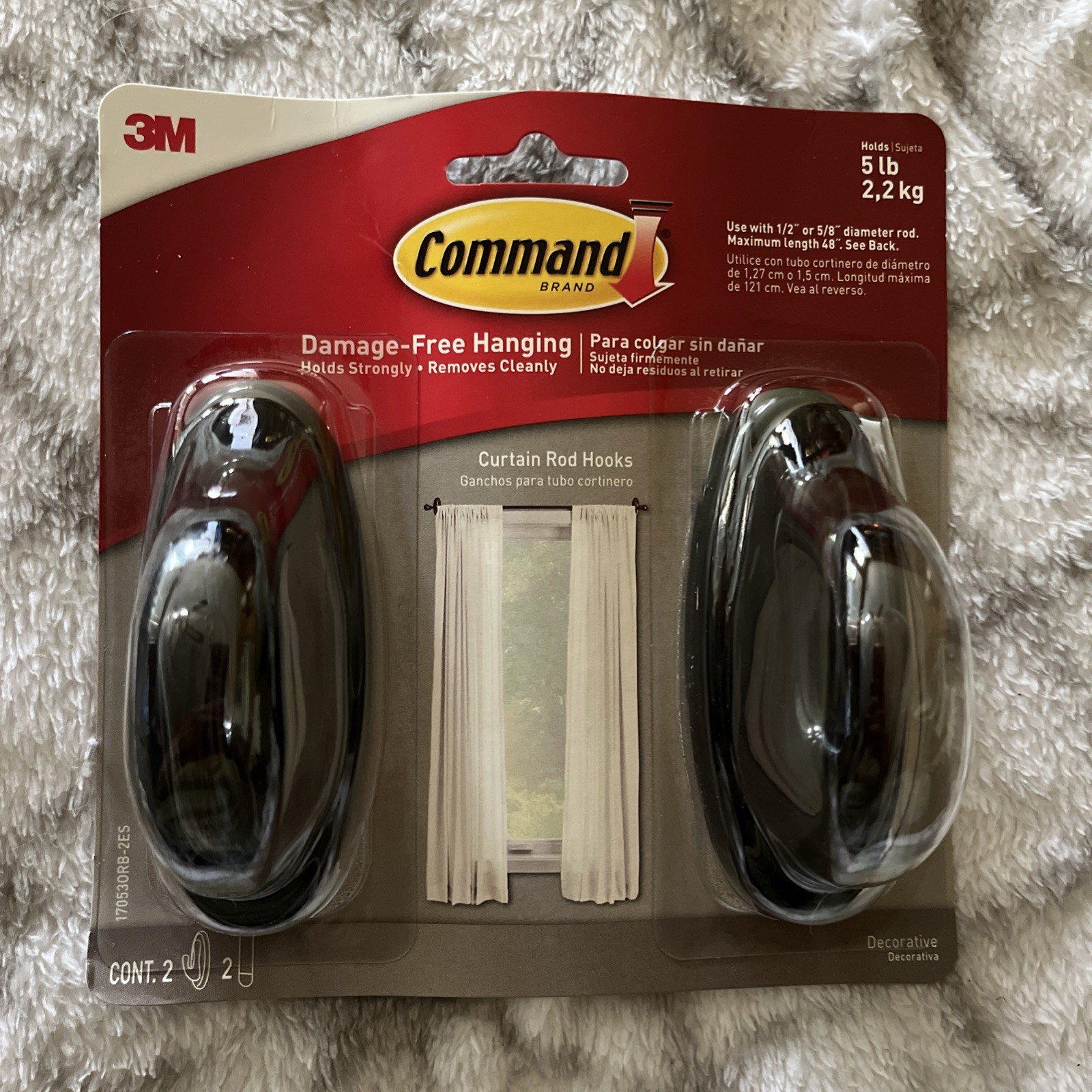Command Curtain Rod Hooks Holds 5lb Damage Free Hanging gallery