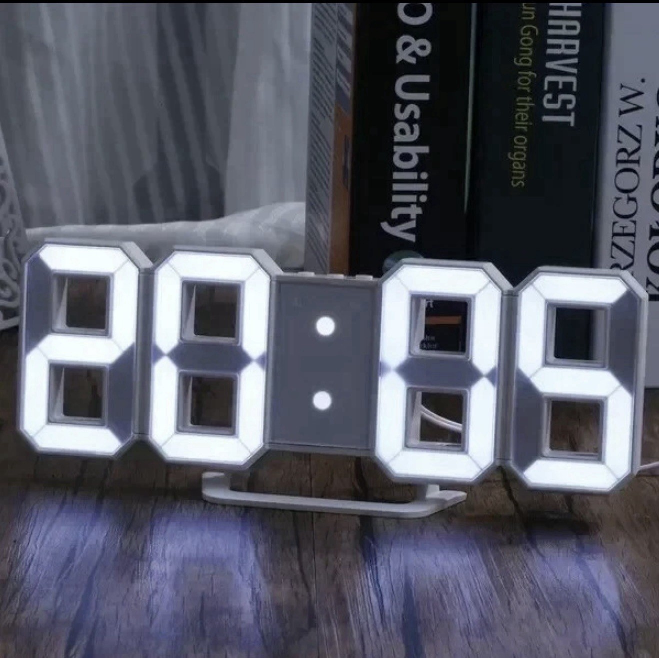 Digital 3D LED Big Wall Desk Alarm Clock Snooze 12/24 Hours Auto Brightness USB gallery