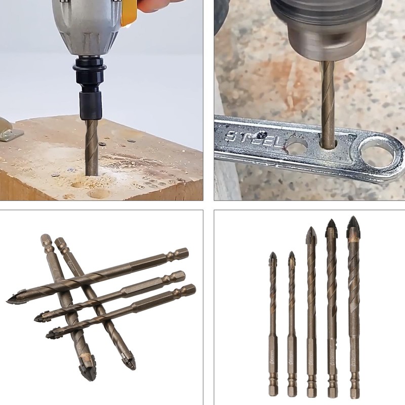 5 Count Four Edged Serrated Eccentric Drill Bit Set,New Four-Flute Sawtooth Ecce gallery