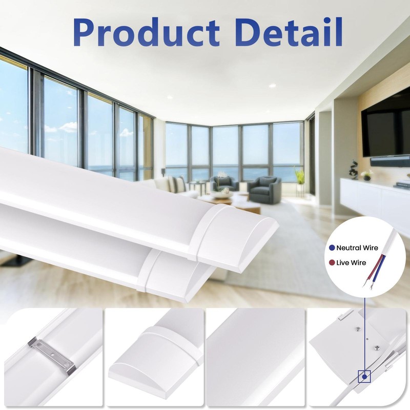 LED Batten Low Profile Fluorescent Ceiling Tube Light 6500K 54W 2FT 4FT 5FT 6FT gallery