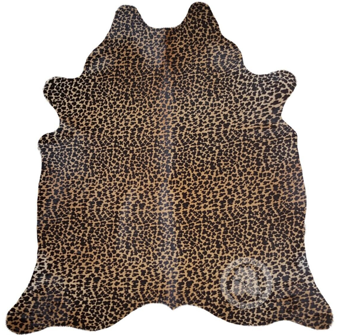 Leopard Printed on Caramel Real Cowhide Rug - Size 6x7' gallery