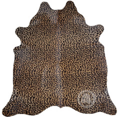 Leopard Printed on Caramel Real Cowhide Rug – Size 6×7′