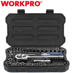 WORKPRO 39PCS Drive Socket Set 1/4″ 3/8″ Socket Wrench Set Metric SAE With Case