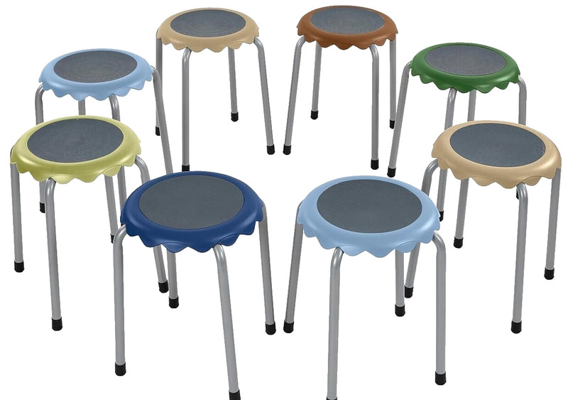 8 Pack ECR4Kids Classroom Daisy Stacking Stool Set Earth Tones Sturdy Strong gallery