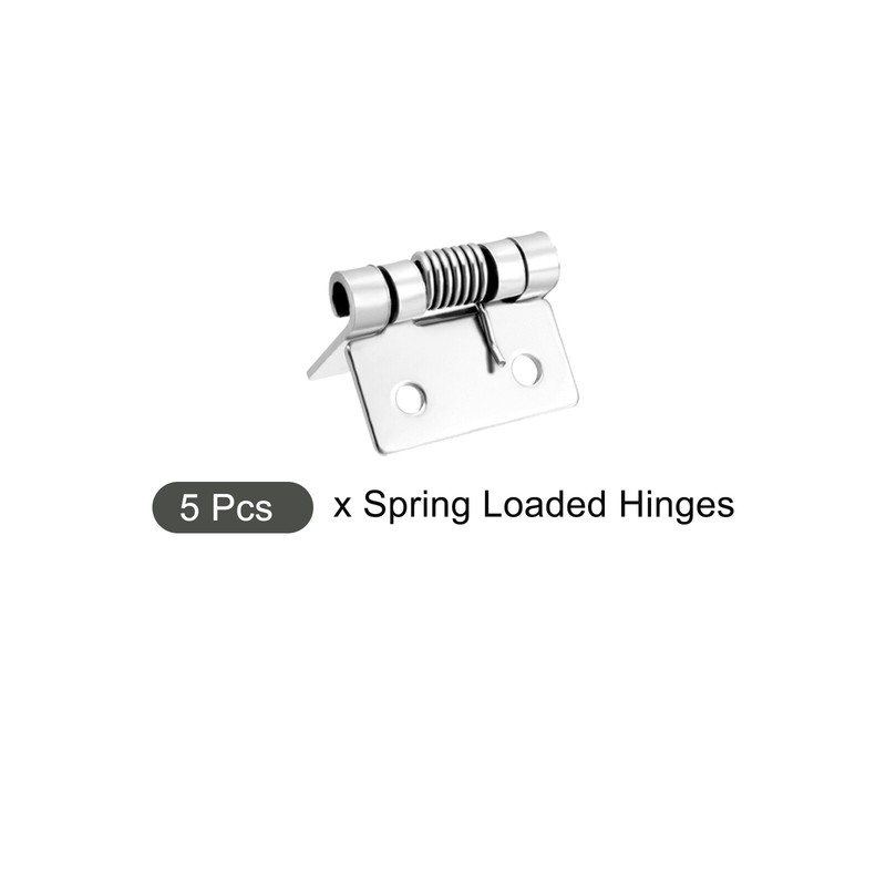 5Pcs Spring Loaded Hinges 0.98'' 304 Stainless Steel Self Closing Spring Hinge gallery