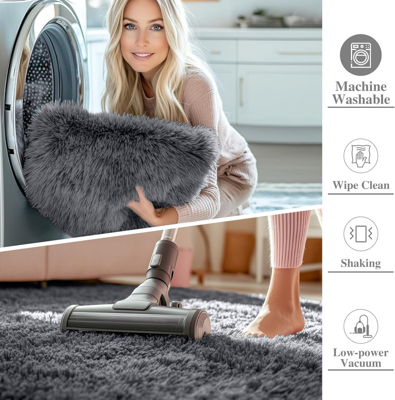 2X3 Machine Washable Small Bedside Rug, Soft Fluffy Shaggy Entryway Throw Rugs f gallery